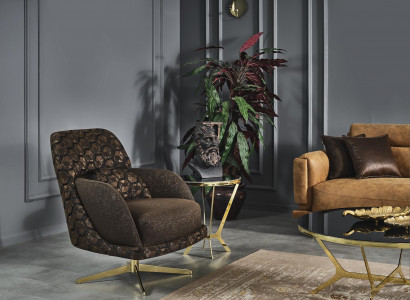 Armchair Wingback Chair Cocktail Chair Fabric Living Room Polyester Brown